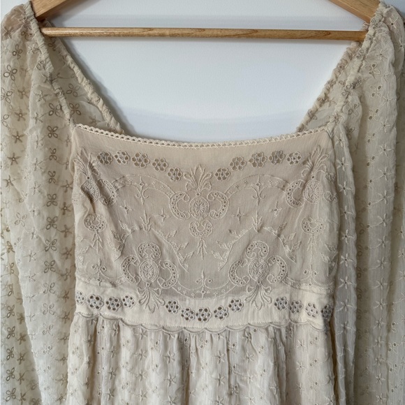 Free People Malina Maxi Dress Cream Lace Boho Babydoll NWT Size Small - Picture 6 of 9